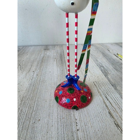 Vintage Pacific rim glitter snowman candle holder RARE Xmas decor sparkle